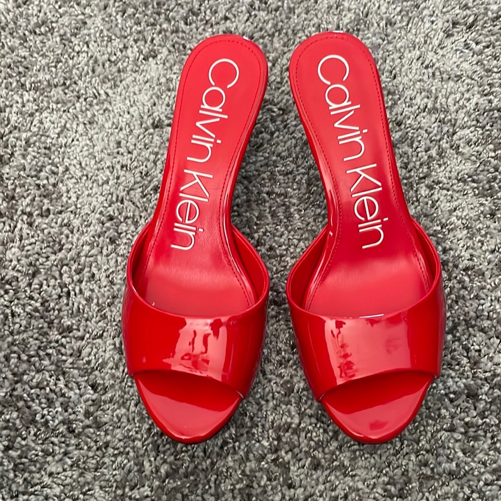 Calvin Klein Red Heeled Sandals
